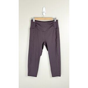 Free People Movement Women's Sz M Cropped Athletic Leggings Purple Mauve Pockets